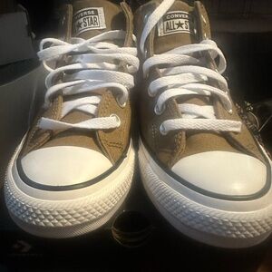 Converse Olive Green Low Top Sneakers with White Accents
